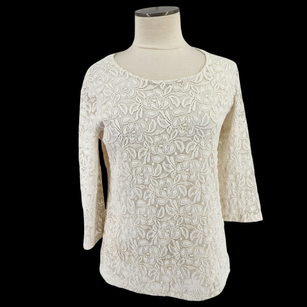 Vintage Lace Top Medium Fairy Coquette Boho Cottage Fairy Whimsical Dainty White